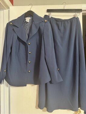 Jessica London Navy Two-Piece Blazer and Maxi Skirt Set